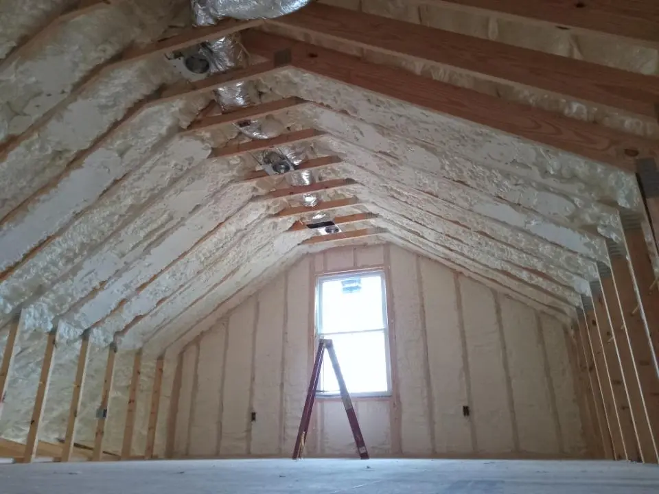 Spray foam roofing application for Crawl Space Insulation project in Little Falls
